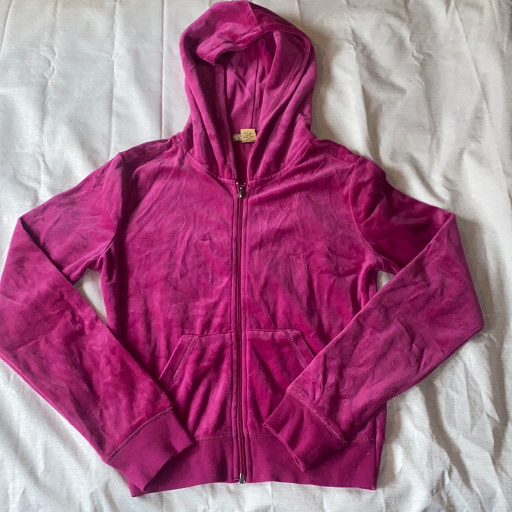 Pink velour track suit jacket y2k